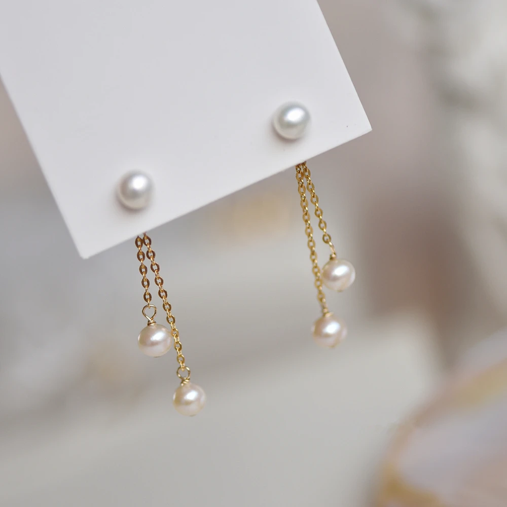 Lii Ji Real Pearl 925 Sterling Silver Stud Earrings Freshwater Pearl Women Genuine Pearl Jewelry Mom Lover Gift
