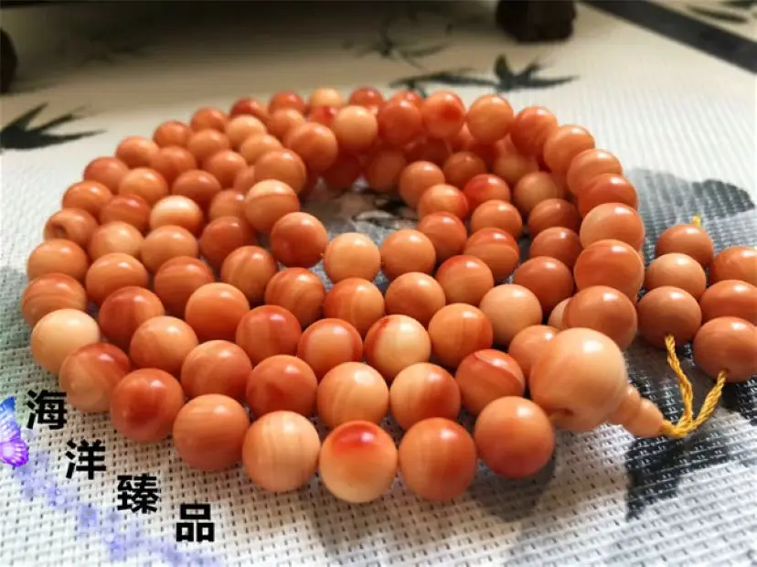 8mm valuable Sea spiral shell Mala bead Bracelet 108 Bead Bangle Hanging gem bead