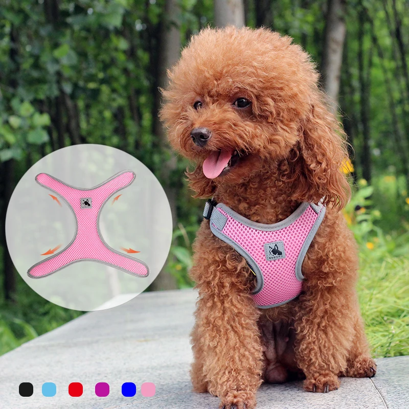 Adjustable Pet Dog Vest Harnesses for Small Medium Dogs Mesh Reflective Dog Harness Poodle Shih Tzu Accessories Mascota Supplies