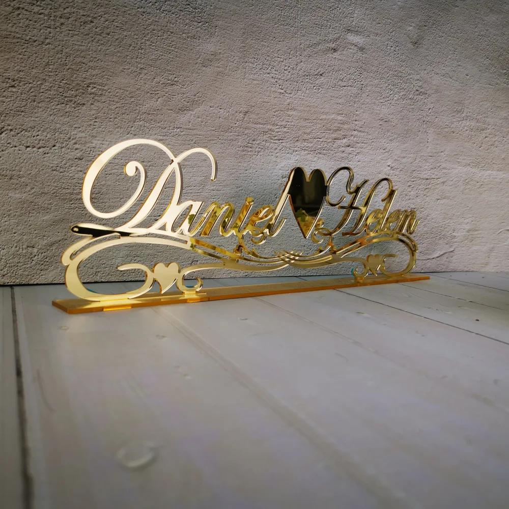 Personalized Mirror gold Name Wedding Table Sign,Custom Table Sign Wedding with name,For wedding party Decor Supplies of Party