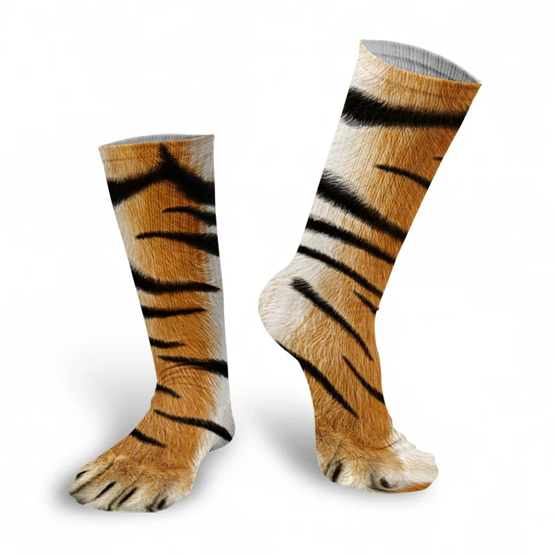 New Fashion Animal Soles Tiger Skull Bones Socks Men Women Makeup Party Novelty Cotton Socks Harajuku Kawaii High Ankle Sock