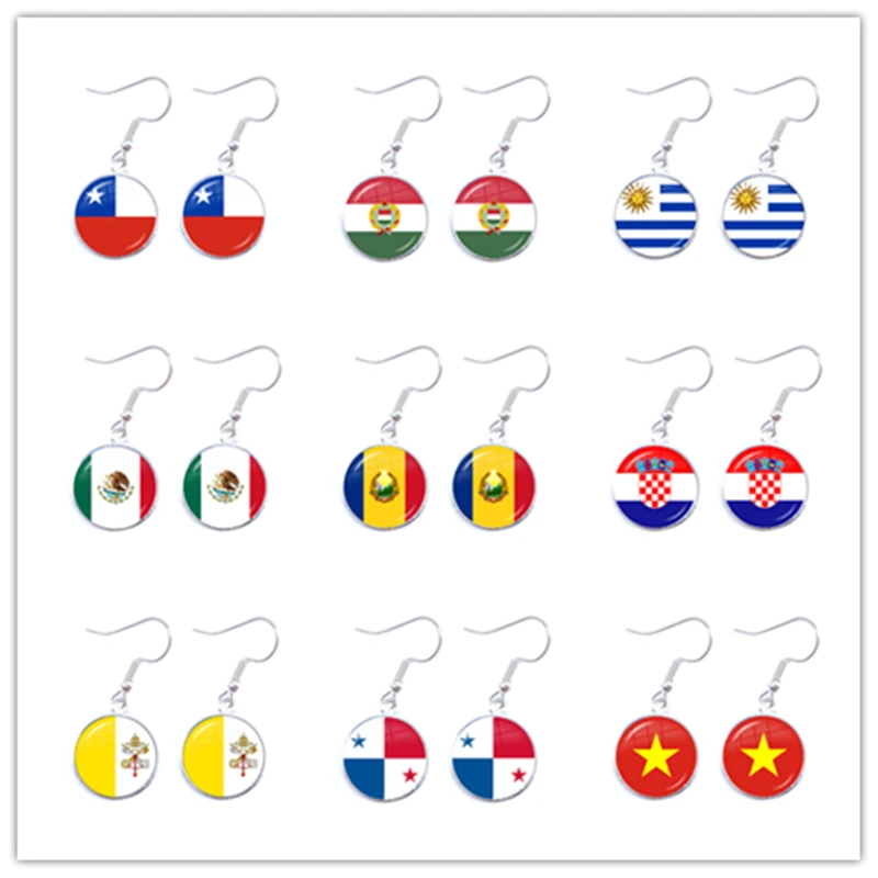 

National Flag Drop Earrings Chile Hungary Uruguay Mexico Romania Croatia Vatican Panama Vietnam Jewelry For Women Gift