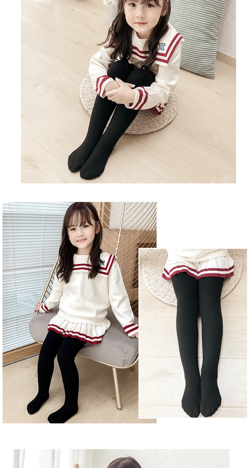Mädchen Winter Plus Samt Extra Dicke Strumpfhose Kinder Gestreifte Warme Hosen Polar Fleece Gefütterte Kinder Baby Leggings Baumwollstrümpfe – Detail 19