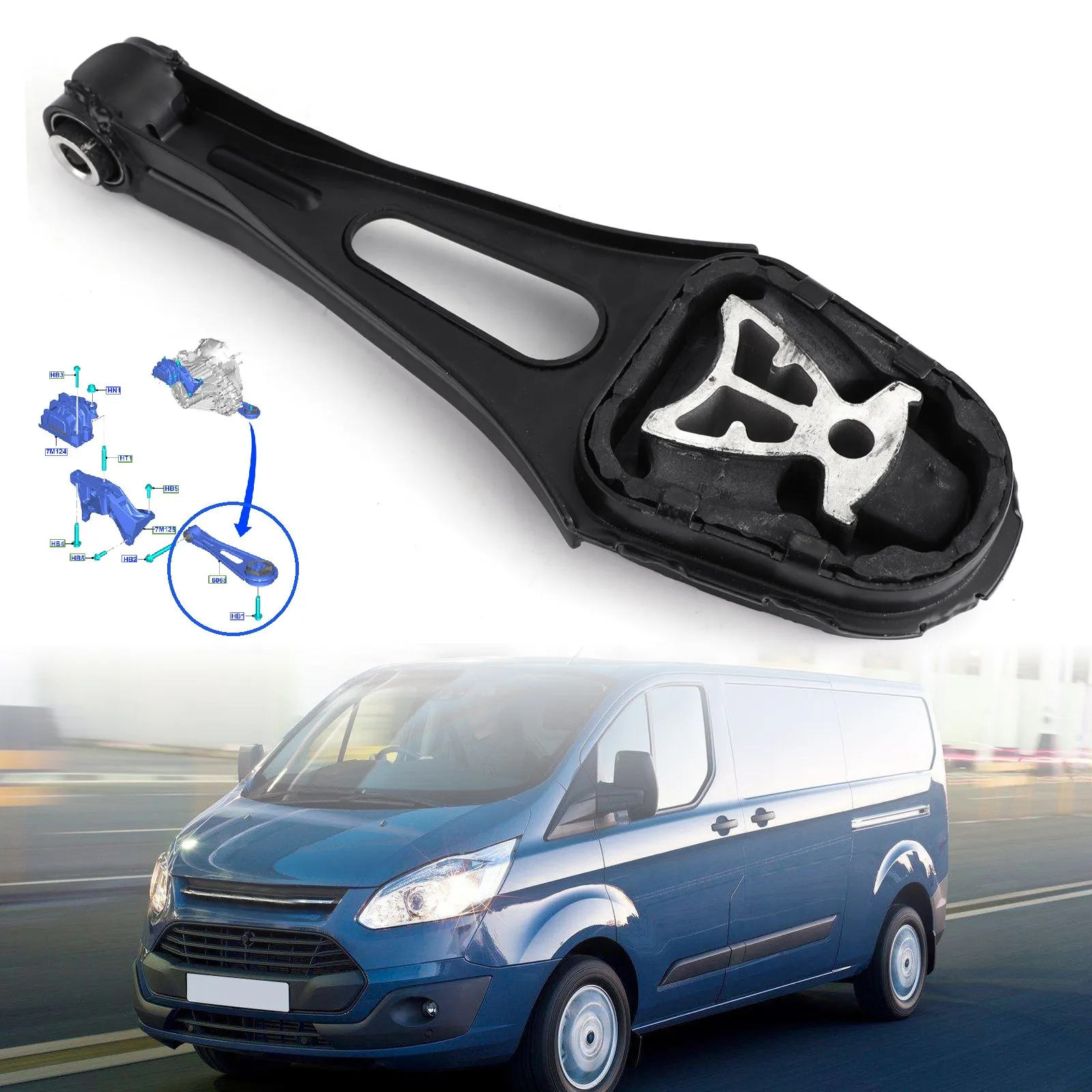 Areyourshop L Fits for Ford Transit Custom 2.2 Fwd 2012 On Gearbox Engine Mount Insulator Support