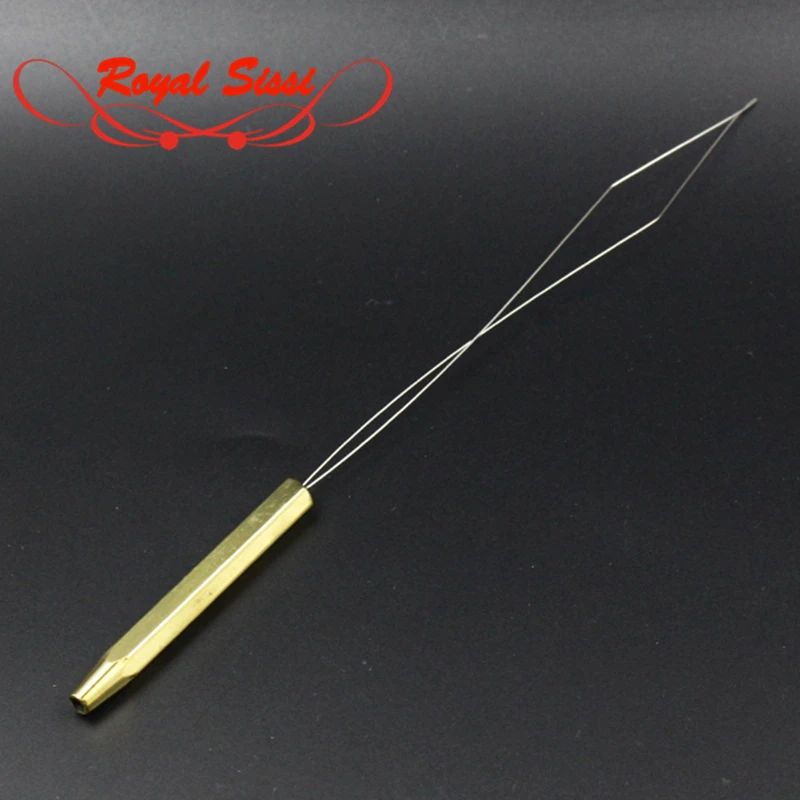 Royal Sissi 1piece fly tying bobbin threader with half hitch brass handle thread threading fishing tools with fine wire loop