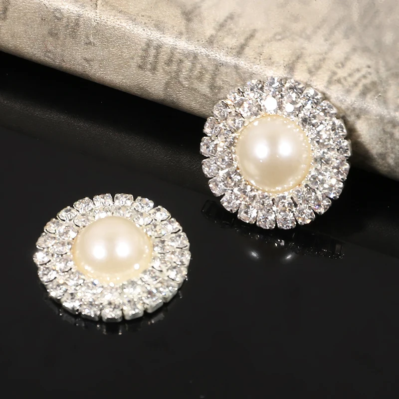

2016New 50Pcs 22mm Double Row Round Rhinestone Buttons for Bags/Shoes and DIY Hair Accessories BT15