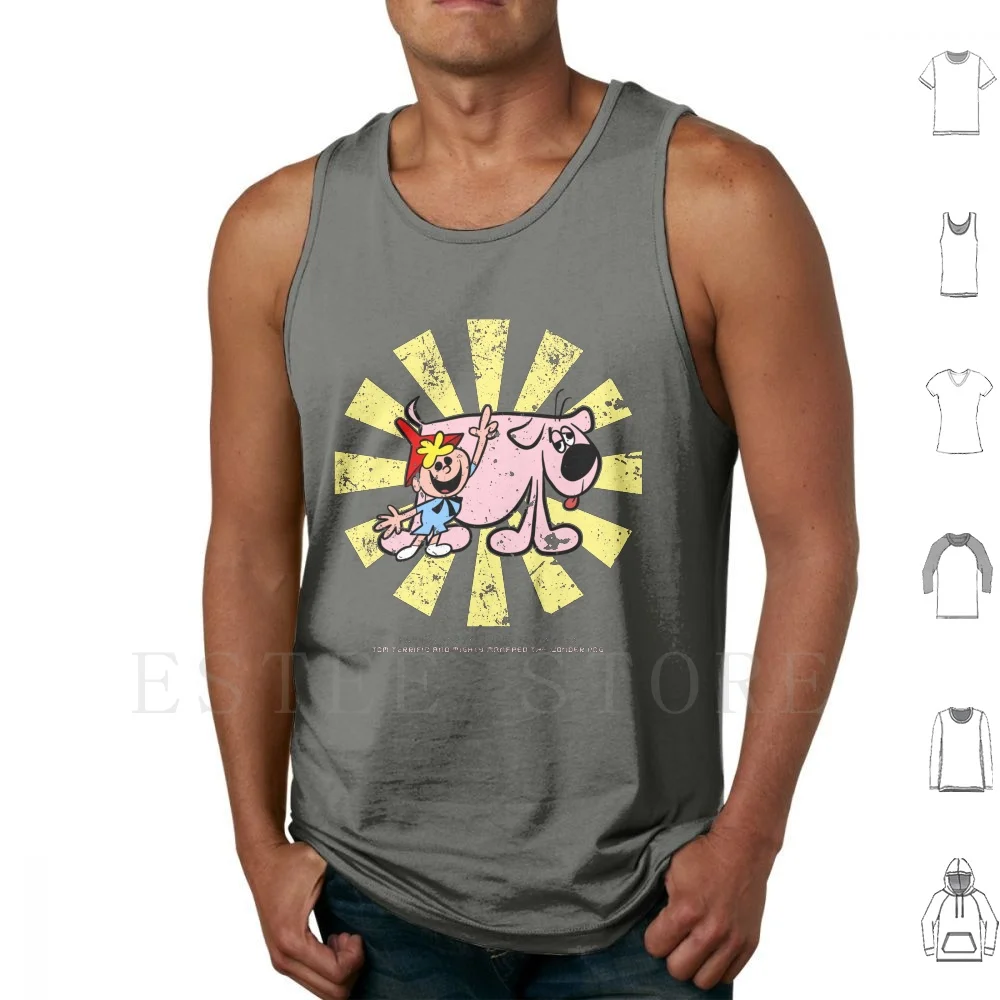 Tom Terrific And Mighty Manfred The Wonder Dog Retro Japanese Tank Tops Vest Sleeveless Tom Terrific Might Manfred