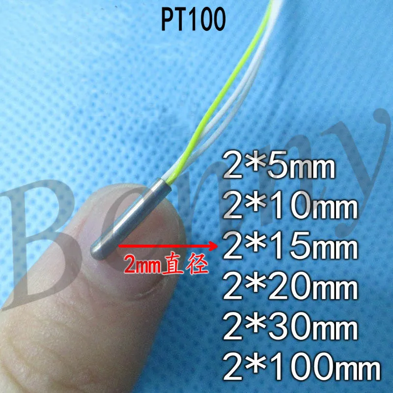 Imagem -02 - Ultra Pequeno Sensor de Temperatura Pt100 Platina Resistência Temperatura Sonda Diameter2 mm