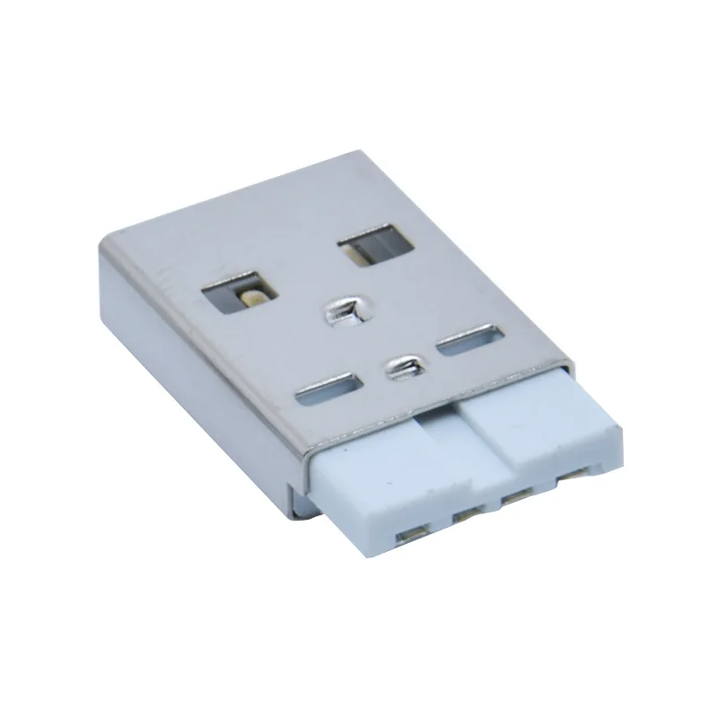 10 unids/lote USB 2,0 A macho de longitud de cuerpo corto 20,5, cable de soldadura Tipo 4P, pegamento blanco remachado, enchufe de conector macho am
