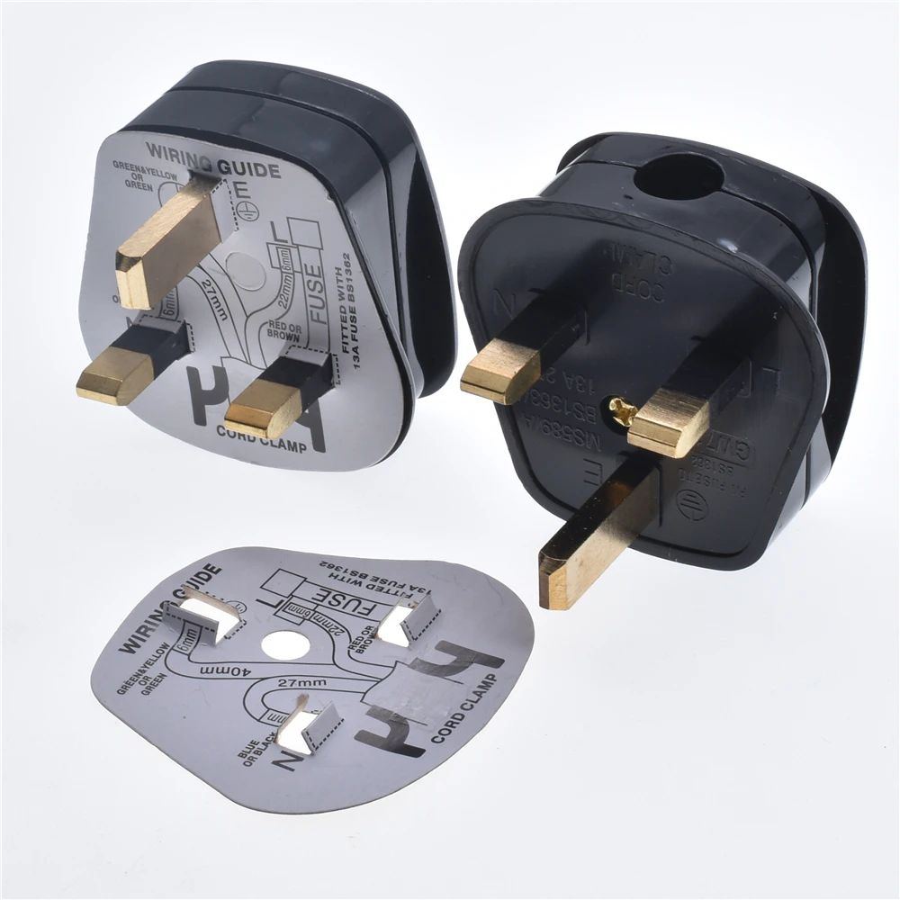 UK British mains plug 3 Pin 13A Plugs Grounded 250V 3 Pin fused BS1363 adaptor POWER cable connector wire converter UK STANDARDS