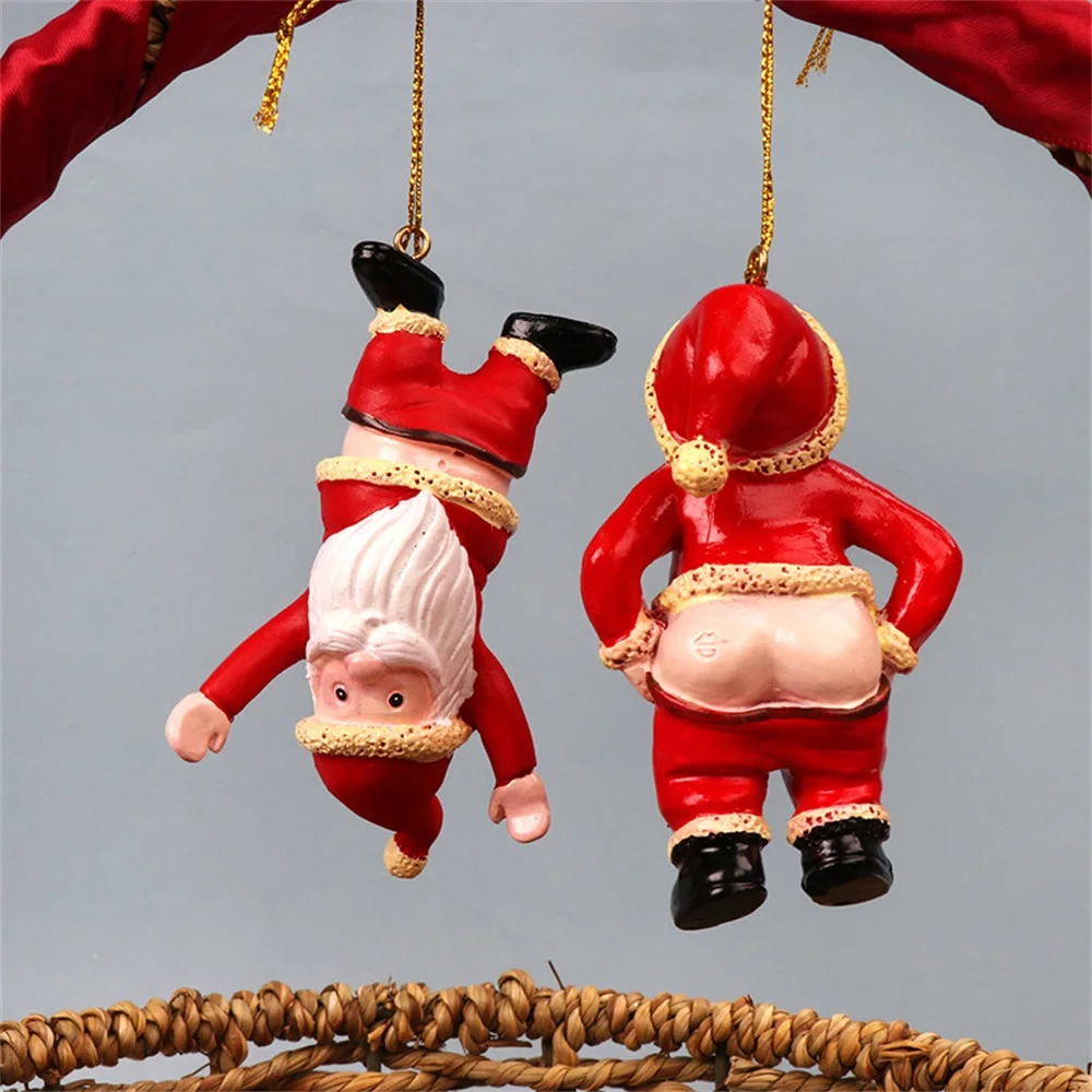 

Resin Santa Bare Butt Pendant Christmas Tree Ornaments Navidad 2022 New Year Home Party Decoration Naked Santa Hanging Gift Toy