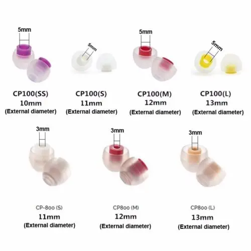 Fones de ouvido originais spinfit cp100 in-ear patenteado silicone eartip 2 par