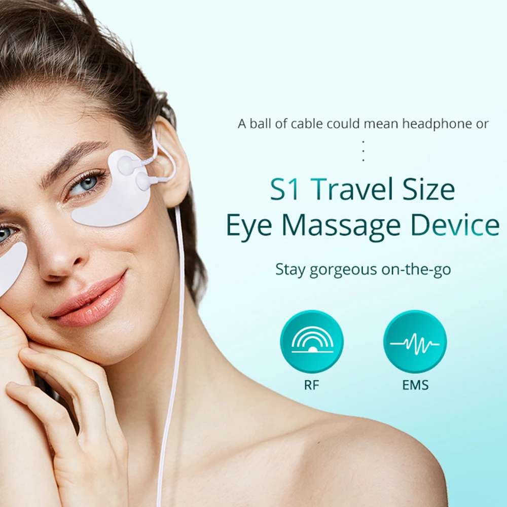 Microcurrent RF Massage Eye Patches Hot Massage EMS Eye Massage Device Reduce Wrinkles Puffiness Dark Circles Mask Hydrogel Eye