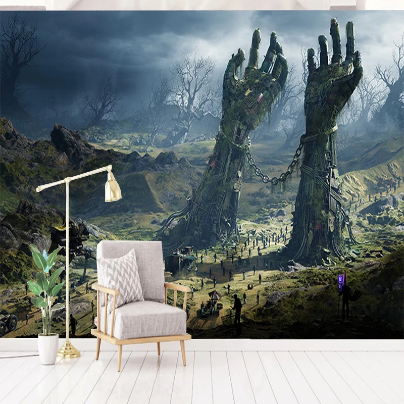 Modern Creative Woods Battlefield Abstract Hands Mural 3D Wallpaper Living Room TV Wall Home Decor Wall Cloth Fresco Sticker