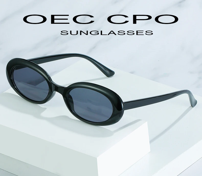 OEC CPO Vintage Oval Sonnenbrille Frauen Mode Kleine Runde Sonnenbrille Weibliche Punk Leopard Shades Brillen UV400 Oculos De Sol – Detail 1