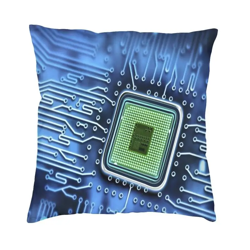 Electric Circuit Board Square Pillow Case Home Decorative Computer Motherboard Programmer Tech Cushion Cover For Car Cushion