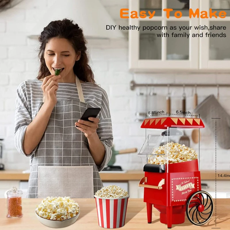 جهاز إعداد الفشار الأعلى مبيعًا ، آلة صنع الفشار بالهواء الساخن صانمنضدة صانعة الفشار الكهربائية ، وجبة خفيفة صحية وسريعة للمنزل EU Plu