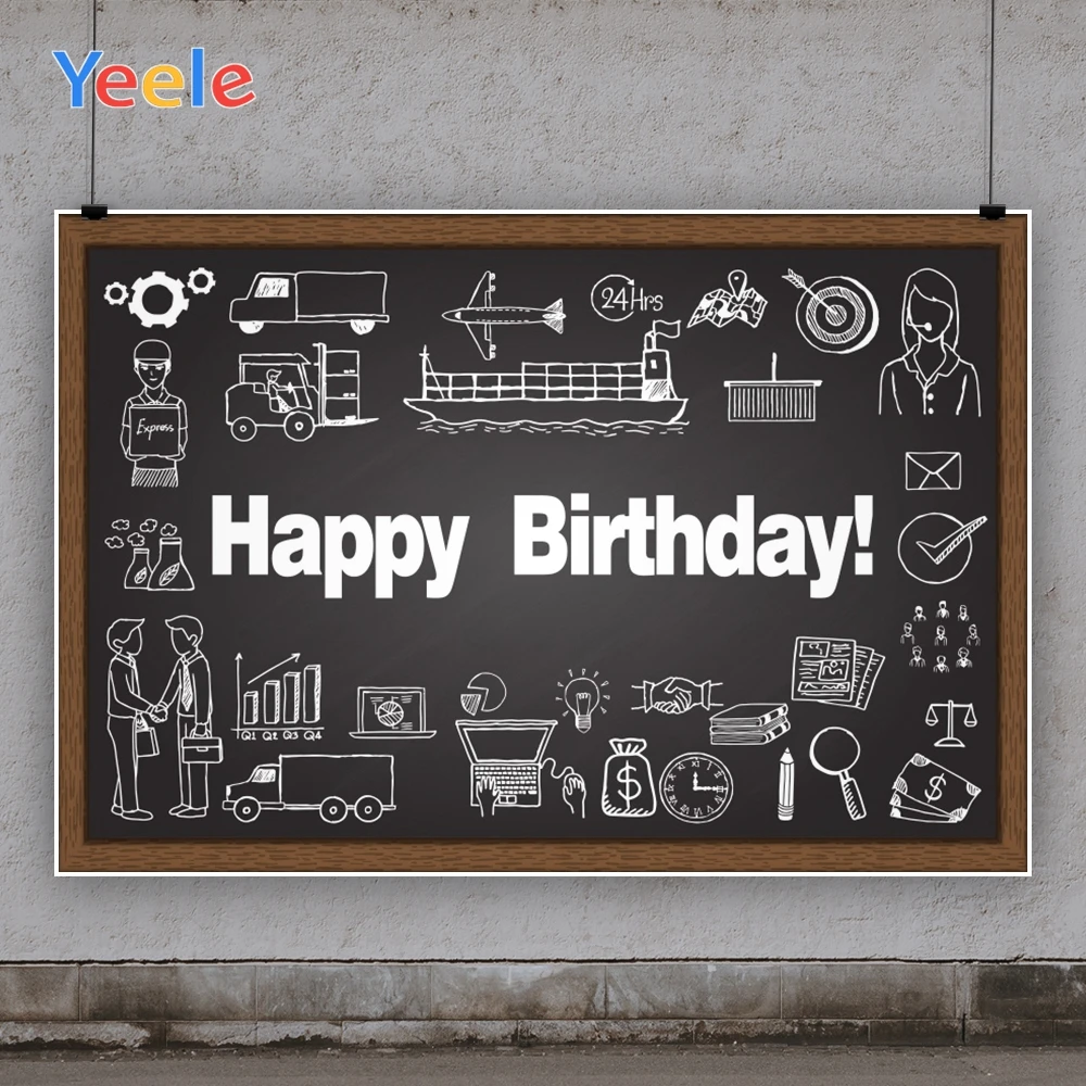 Yeele Happy Birthday Backdrops Blackboard Chalk drawing Background Photopcall Photography Baby Photo Studio for Decor Customized