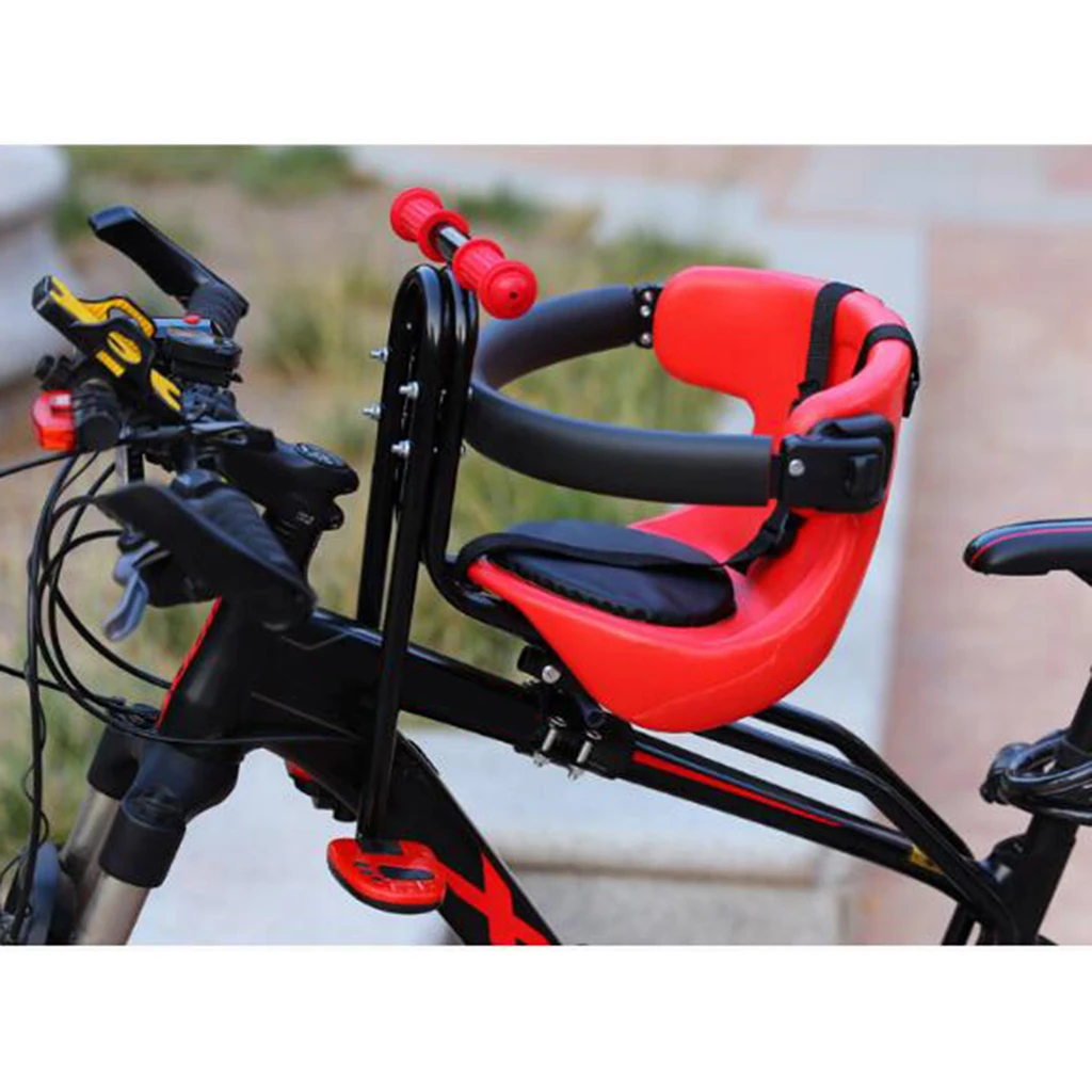 Kids Baby Seat Chair Child Front Mount Seat Safety Carrier w/ Guardrail Foot Pedal for Road Bike Folding