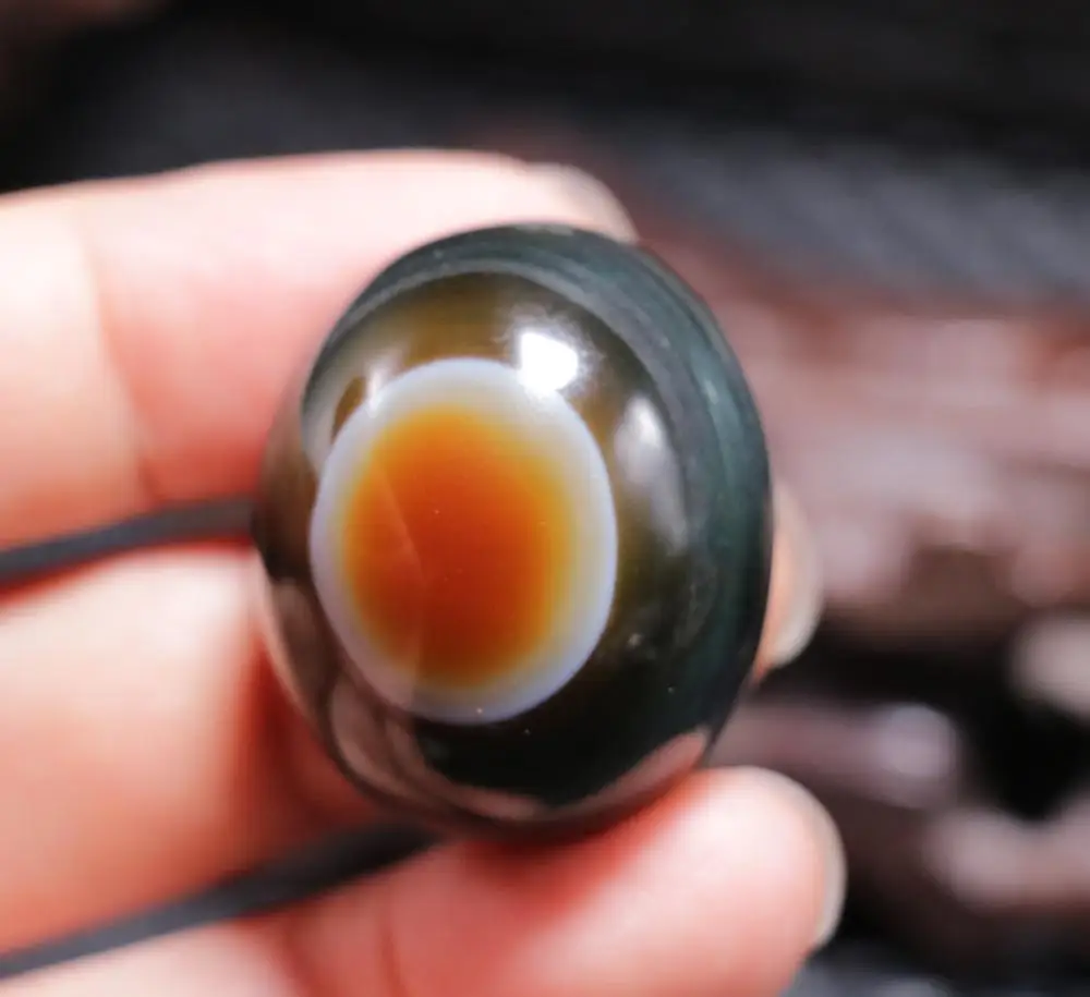 

ENUP02 Magic Power Tibetan Agate Colorful Goat Heaven Eye dZi Bead Smoothly Pendant 5R Amulet L Lkbrother Sauces Top Quality