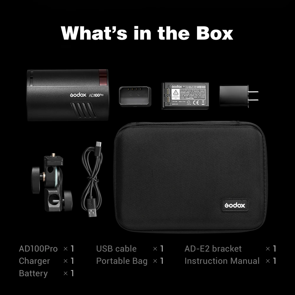 مصباح فلاش للجيب من Godox طراز AD100Pro 2.4GWireless 100 واط مصباح يدوي لكاميرا سوني نيكون كانون بينتاكس فوجي أوليمبوس باناسونيك DSLR