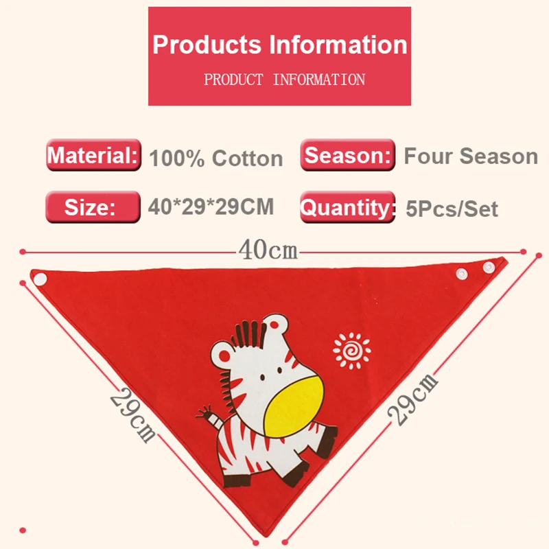 5Pcs/Set Baby Bibs Triangle Double Cotton Bandana Bibs Baby Boys Girls Babador Feeding Smock Infant Burp Cloth Baby Saliva Towel