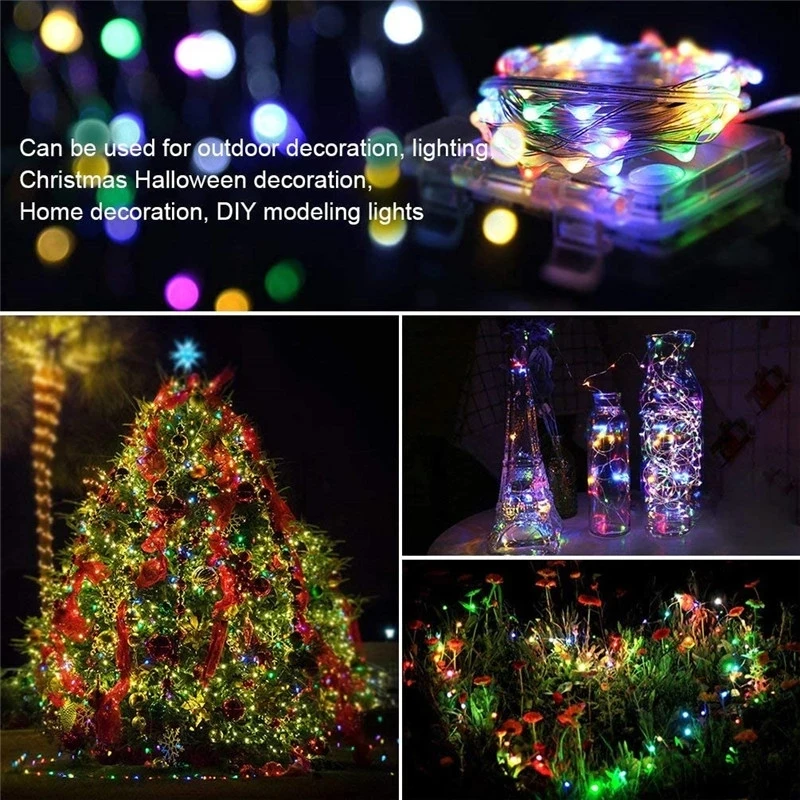 Led Outdoor Light String Fairy Guirlande Batterij Power Koperdraad Voor Kerst Festoen Party Wedding 8 Kleuren