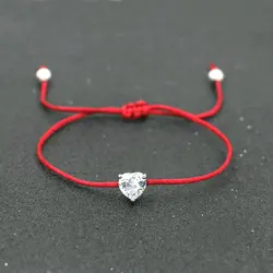 Lucky Silver Color Crystal Zircon Balls Women Red Thread Rope String Bracelets For Couples Lovers Semi-precious stones Bijoux