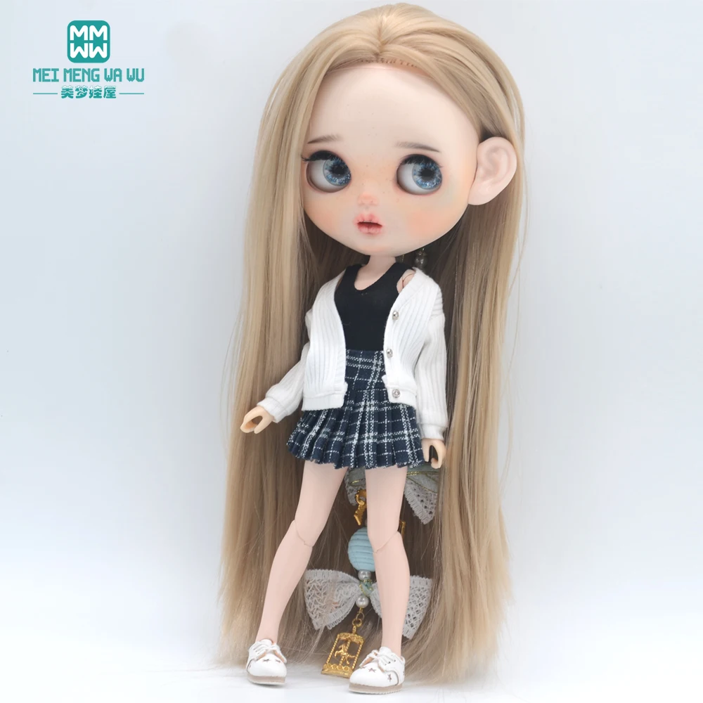 Clothes for doll Fashion cardigan short skirt shirt shoes fits Blyth Azone OB22 OB24 doll accessories