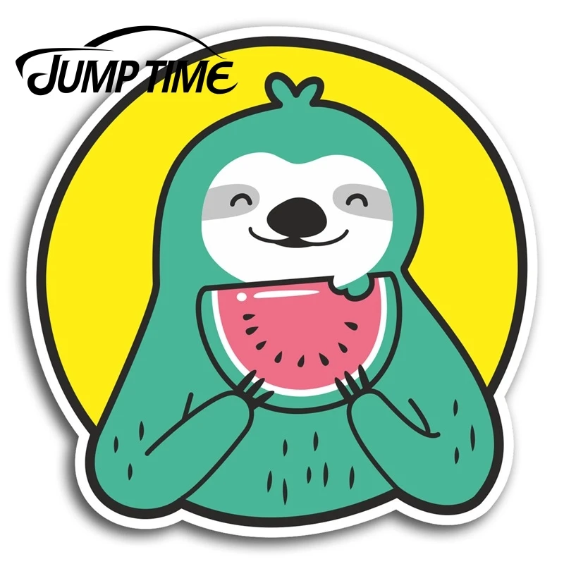 Jump Time for Watermelon Sloth Funny Vinyl Stickers Sticker Laptop Luggage Decal Rear Windshield Waterproof Car Accessories