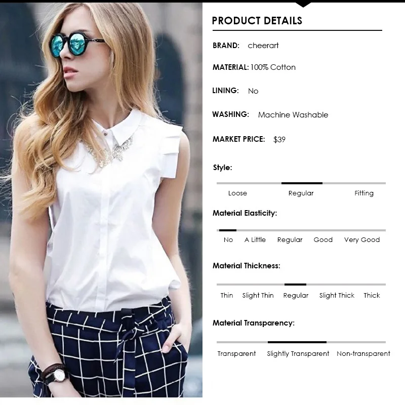 Clearance!!! 100% Cotton Sleeveless Women Blouse Summer Style Shirt Women White Blouse Female Top Ladies Office Shirts For Women