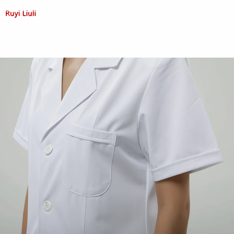 Doctor's white gown long sleeve work clothes women's short sleeves summer beauty parlor nurse pharmacy student chemistry labcoat