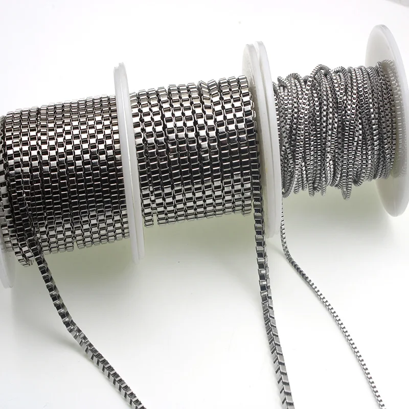 3 metrów/partia ze stali nierdzewnej srebrny Tone Box Chain luzem biżuteria ustalenia Curb Link Chain dla DIY ręcznie robiony naszyjnik bransoletka Making