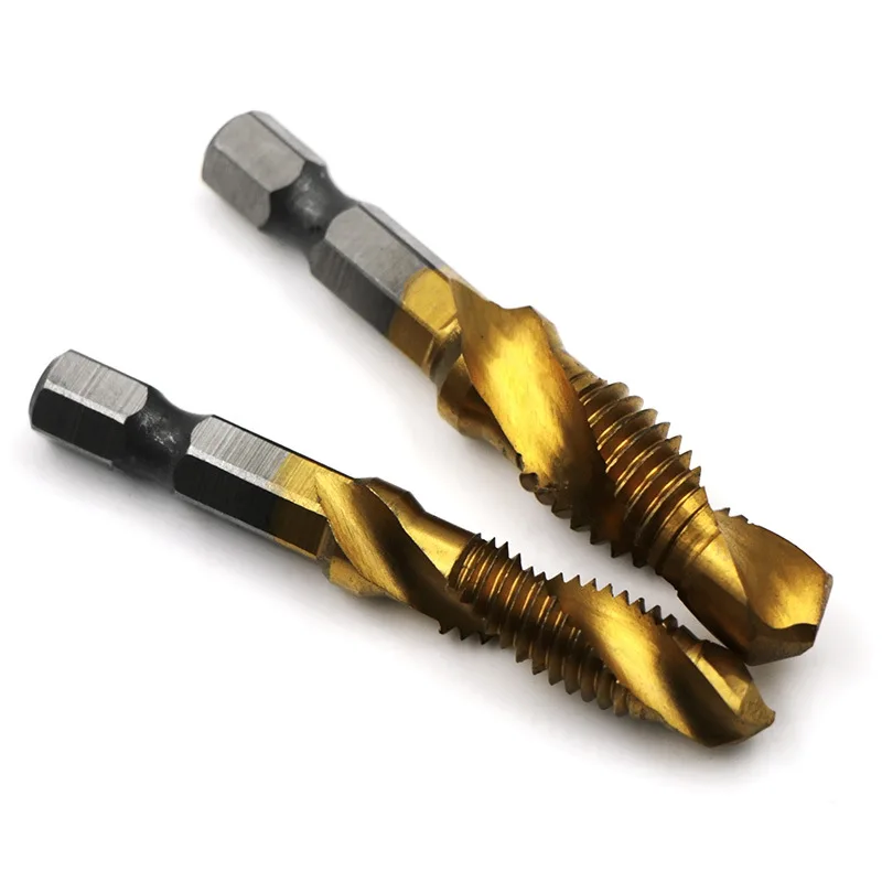 6PCS Set M3-M10 punte da trapano a vite HSS 4341 rubinetti lavorazione del legno punta metrica acciaio ad alta velocità titanio 1/4 "IN cambio rapido esagonale
