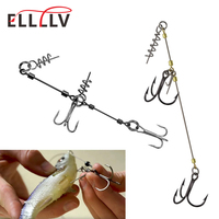 Ellllv S M L Fishing Soft Lure Steel Wire Rig Double Triple Hooks Set With Screw Pin Soft Lure Stinger Rigs Fishing Tackle