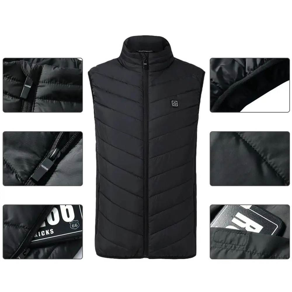 S-8XL USB Electric Heated Vest Hot Sale Intelligent Heating Waistcoat Thermal Warm Clothing Outdoor Camping Hiking Heated Jacket