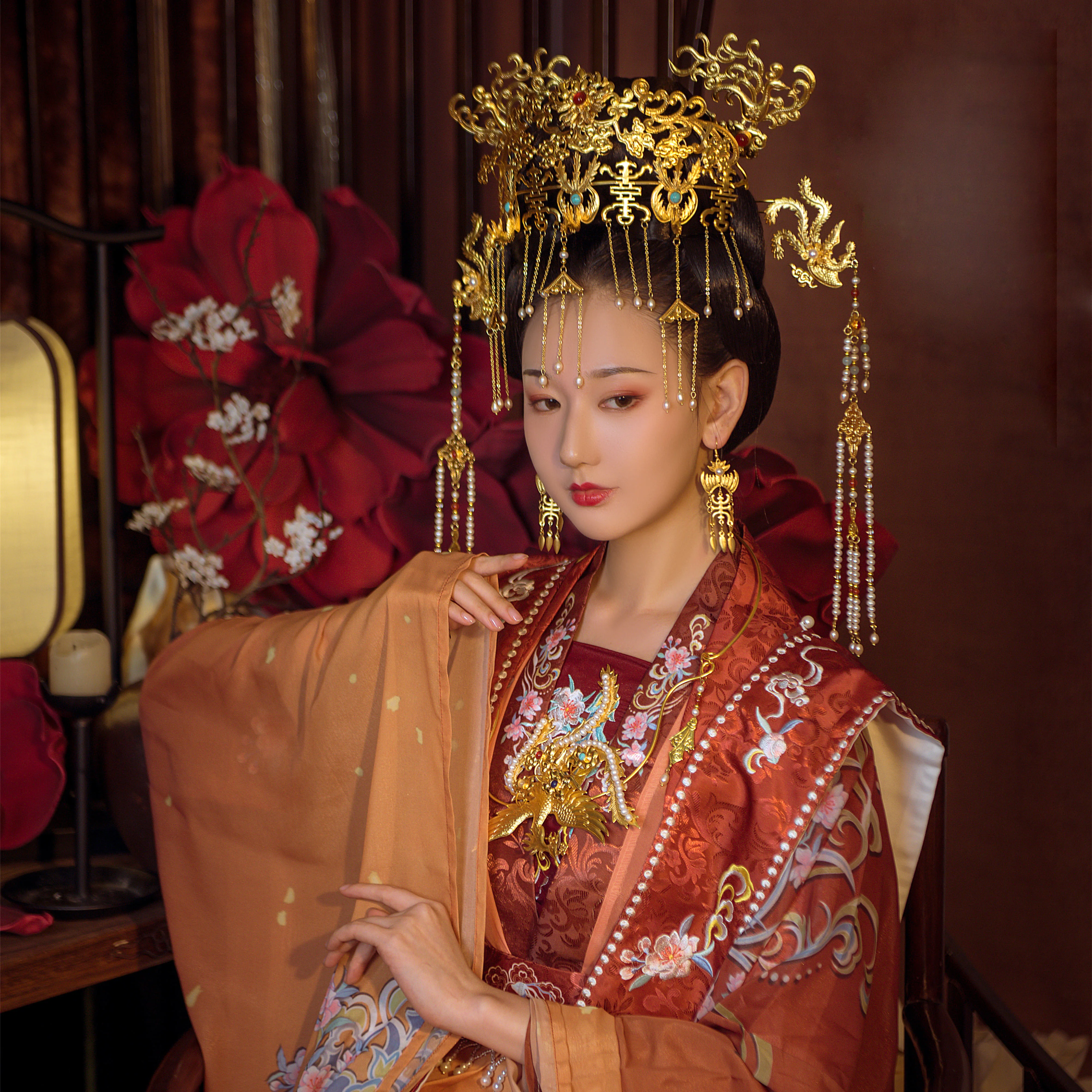 LYZ Shang Lian Zhao Pure Handmade Hair Tiara Traditional Artwork Ancient Chinese Hanfu Wedding Head Accessories Ming Dynasty