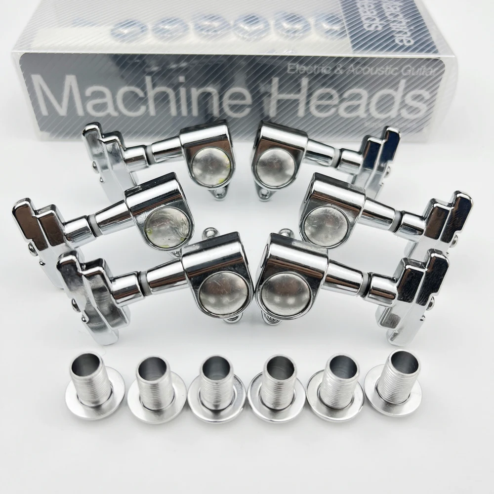 KAYNES J-109 3R+3L Chrome Silver Electric Guitar Machine Heads Tuners Art Deco Rotomatic Imperial Style Head Guitar Tuning Pegs