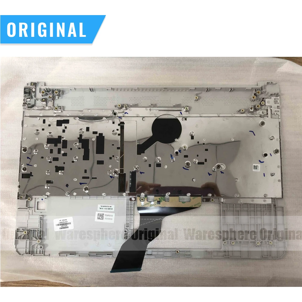New Original for Hp 15-DY Top Upper Case With Backlit SP Spain US Keyboard Fingerprint Hole L63579-071 TPN-Q222 Sliver Laptop image 2