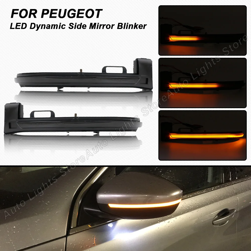 

2Pcs LED Dynamic Side Mirror Blinker Light For Peugeot 308 2013 2014 2015 2016 2017 2018 2019 LED Turn Signal Indicator Lamp