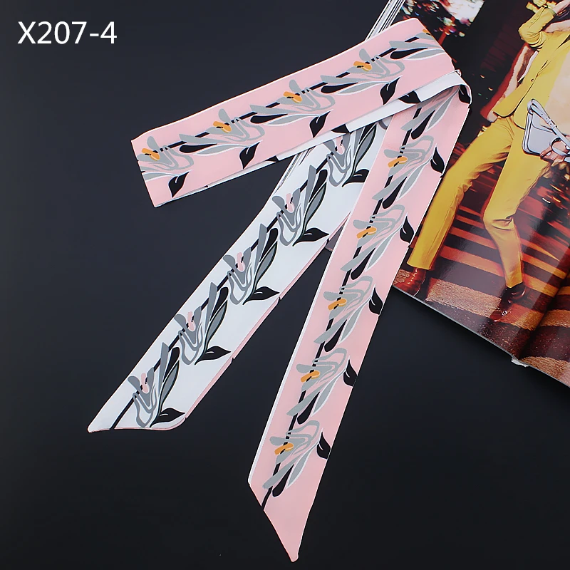 New Fashion 120cm Small Scarf Print Women Silk Scarf Luxury Brand Head Scarf Handle Bag Ribbon Small Long Scarves headband