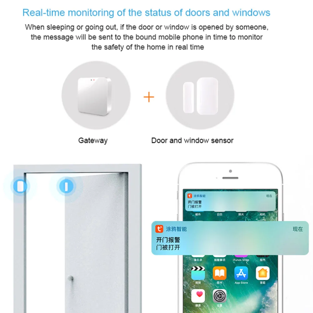 Tuya Zigbee Sensor Door And Window Sensor Magnetic Smart Linkage Phone Remote Wireless Door Sensor Alexa Smartthings Smart Home