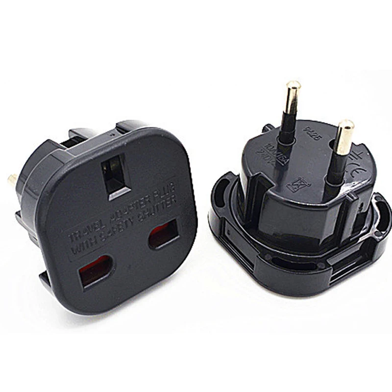 1 stücke EU Stecker Adapter 16A 10A UK zu EU Reise Adapter Konverter 2 Runde Buchse Universal Euro zu UK AC Steckdose Stecker 4,0mm – Detail 3