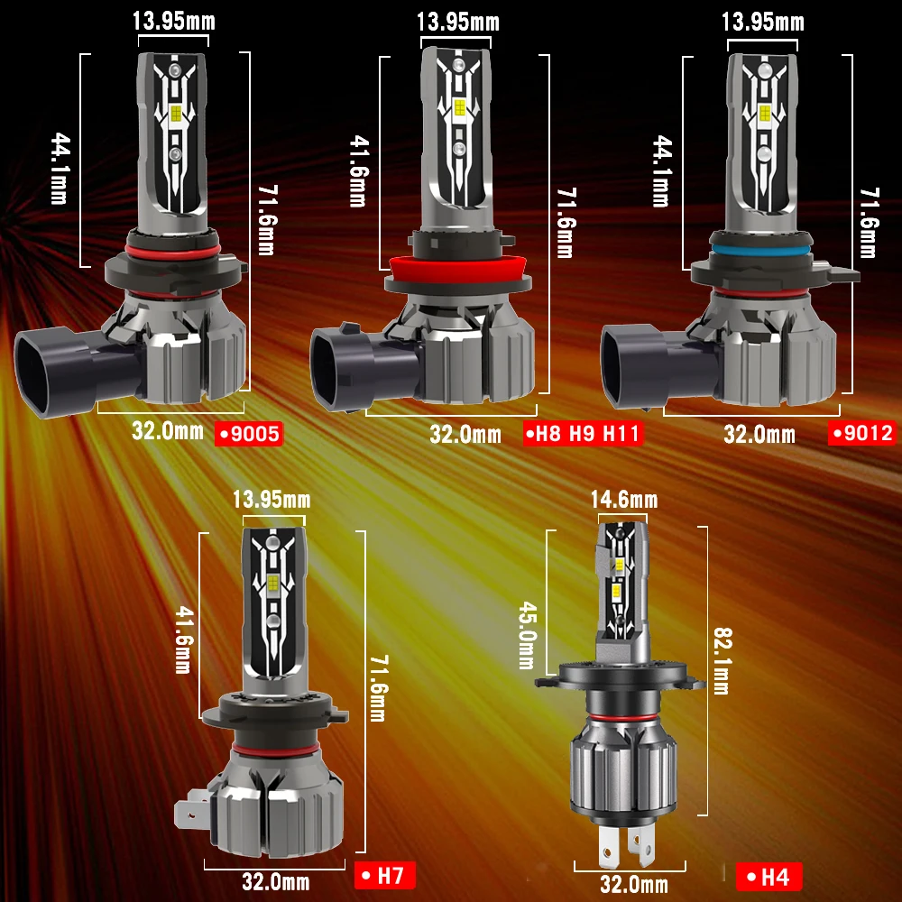 2pcs 100W 30000LM H4 H7 Canbus LED H8 H9 H11 9005 HB3 Hir2 9012 HB2 9003 Car LED Light Headlight Turbo Fog Lamp 6000K 12V Diode