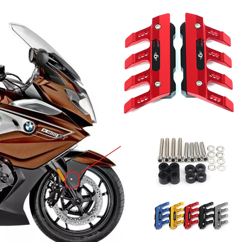 

With Logo For BMW K1600B K1600GT K1600GTL Motorcycle CNC Aluminum Front Mudguard Anti-Drop Slider Protector Cover Accessories