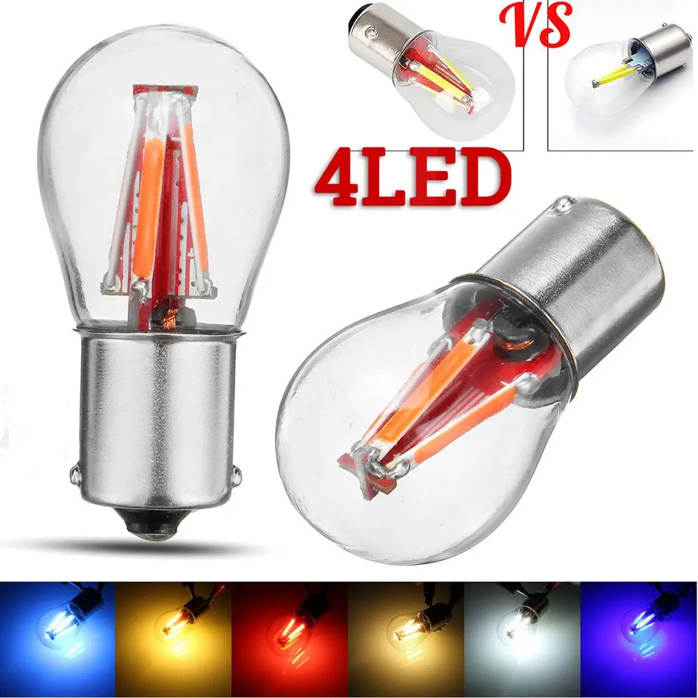 

4 COB LED Filament 1157 BAY15D 21/5W 1156 BA15S Car Reverse Backup Tail Stop Brake Light Bulb