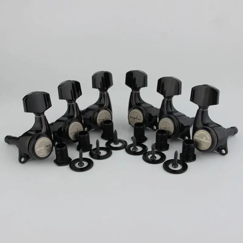 GUYKER Upgraded Version Black Guitar Locking Tuners Electric Guitar Machine Heads Tuners 3R3L Gear ratio 1:21 Lock Tuning Pegs