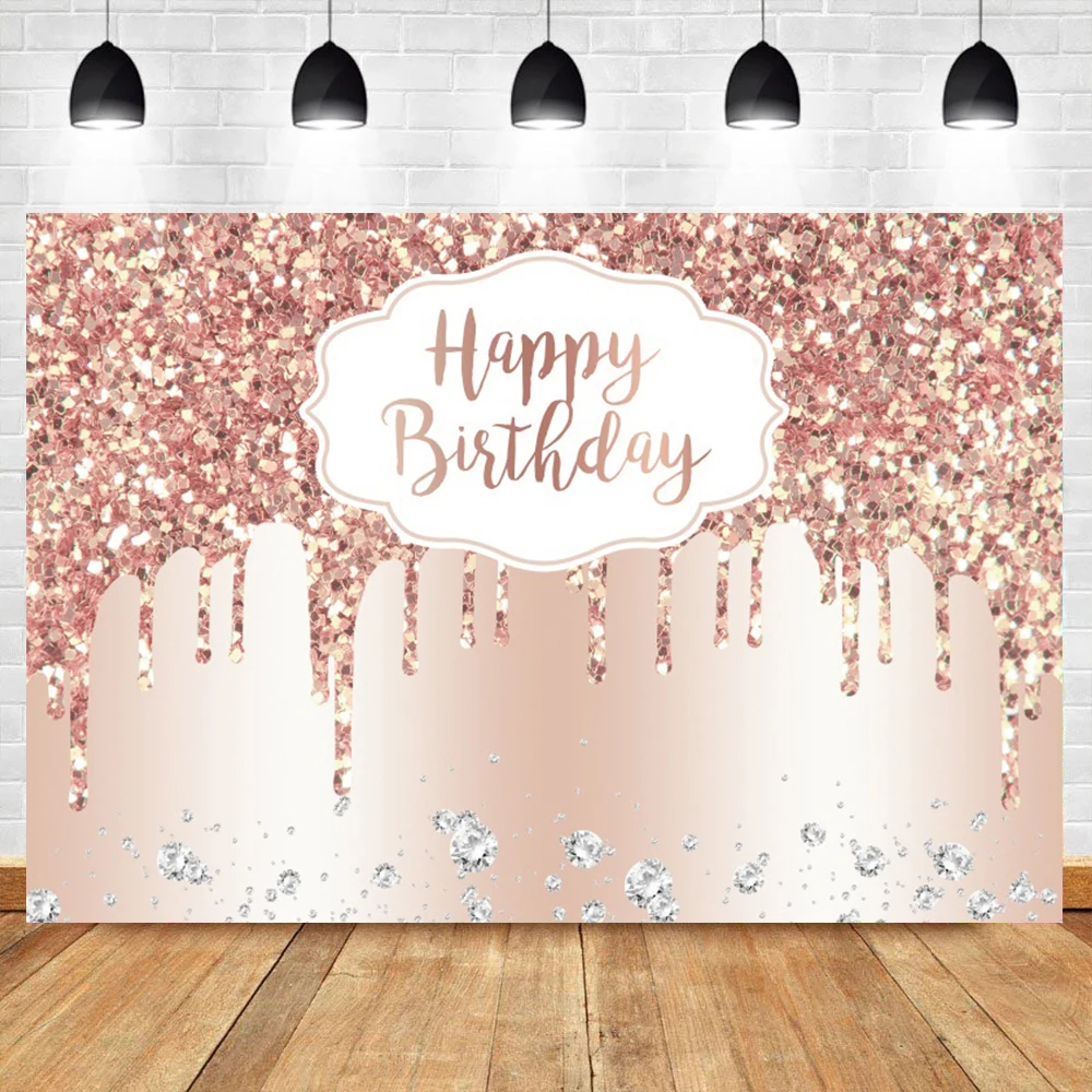 Laeacco Chúc Mừng Sinh Nhật Vàng Đứng Kim Cương Bạc Đảng Tùy Chỉnh Nền Chụp Ảnh Ảnh Phông Nền Chụp Ảnh Phòng Thu Photocall