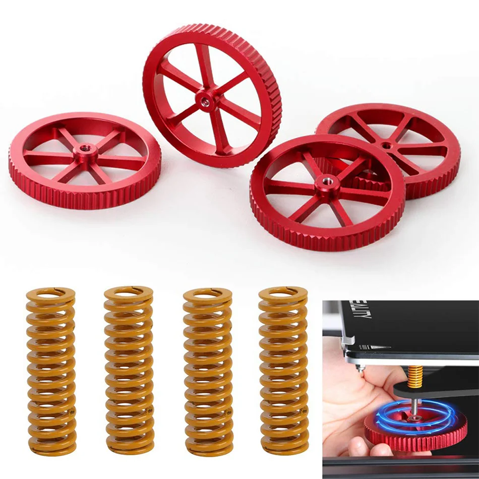 4Pcs Aluminium Hand Twist Leveling Moer En 4Pcs Hot Bed Sterven Springs Voor Ender 3 5 Plus/pro Cr 20 10 10S Pro 3D Printer