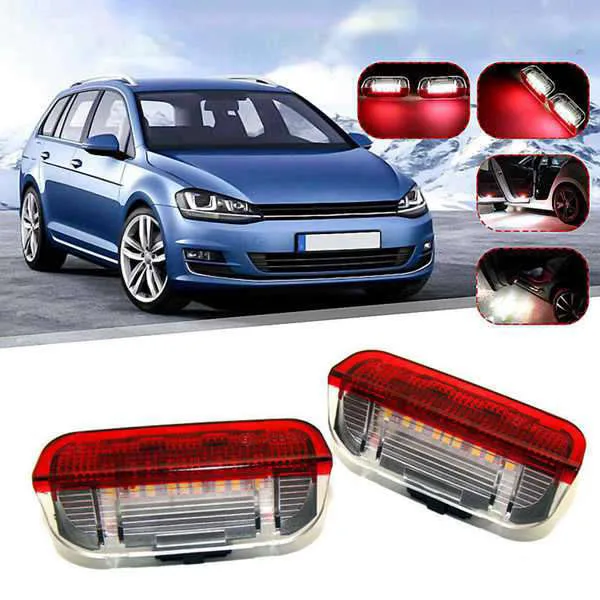 DHBH-4Pcs Car LED Door Warning Light Welcome Projector for Golf 6 7 Jetta MK5 MK6 Passat B6 B7 CC TIGUAN Scirocco